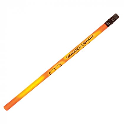 Mood Pencil with black erasers Promotional Custom Imprinted With Logo - Orange to Bright Yellow