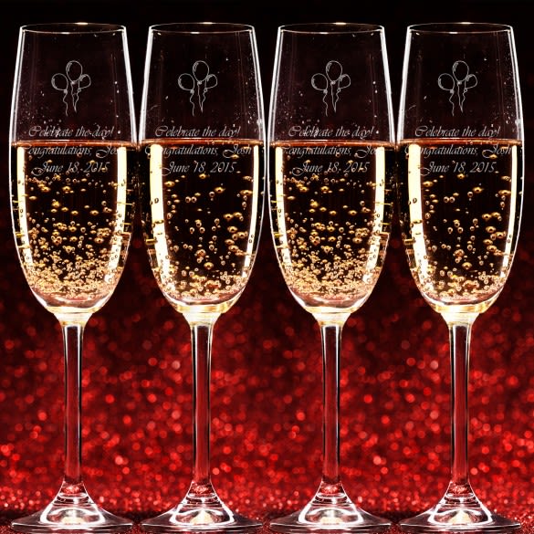 Classic Champagne Glass Set of 4 with Message - 8oz