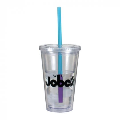 Victory Tumbler with Mood Straw with Logo purple