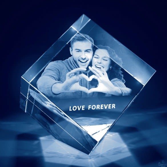 3D Photo Engraved Diamond Cube Crystal