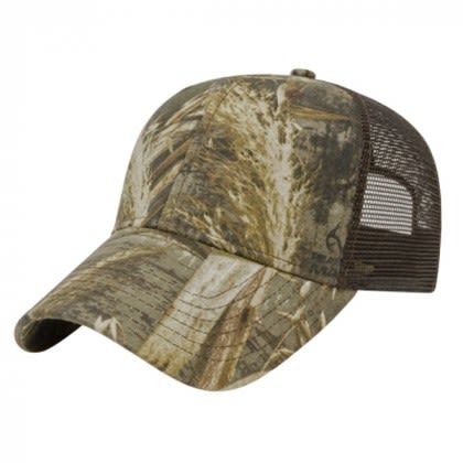 Camouflage Cap with Mesh Back and Logo - Realtree Max-5/Brown