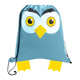Custom Children’s Drawstring Backpacks | Paws ‘N’ Claws Sport Pack | Wholesale Animal Print Drawstring Backpacks - Owl