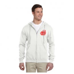 Imprinted White Jerzees NuBlend Full Zip Hooded Sweatshirt