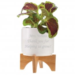Personalized Ceramic Planter Blossom Kit with Stand | Personalized Teacher's Plant Gift