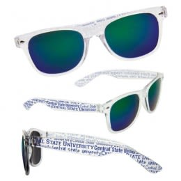 Mirrored Lens Sunglasses with Custom Logo - Blue/green 