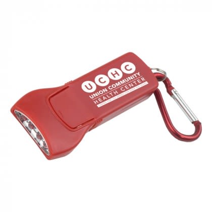 Imprinted Beamer 4 LED Keylite with Carabiner - Red