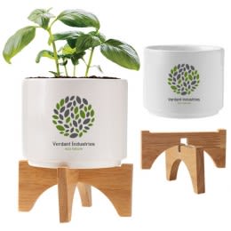 Custom Logo Ceramic Planter Set | Customized Nursery Pots