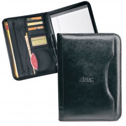 Personalized Leather Portfolio, Zippered Padfolio With Clipboard