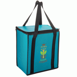 Aquamarine Personalized 12 Can Thermal Totes | Twelve Pack Size Custom Insulated Bags | Wholesale Cheap Insulated Tote Bags 