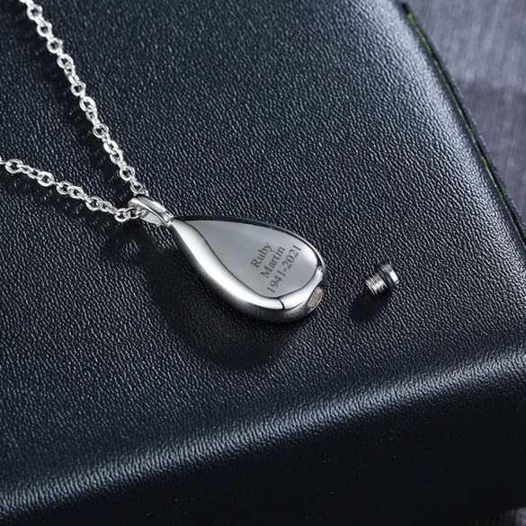 Teardrop Cremation Pendant | Engraved Memorial Urn Pendants