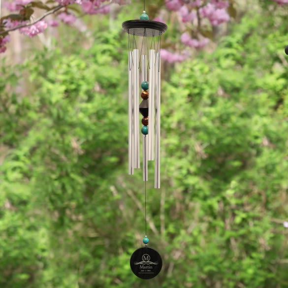 Family Name Turquoise Geode Beaded Wind Chimes| Custom Turquoise Wind Chimes