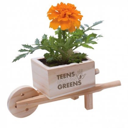 Custom Engraved Wooden Wheelbarrow Blossom Kit