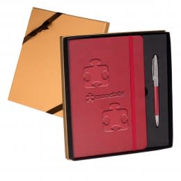 Custom Logo Tuscany Journal Pen Gift Set- Red