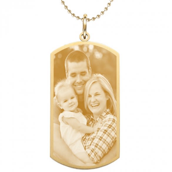 Large Gold Engraved Photo Dog Tag