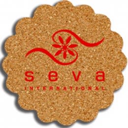Flower - All Natural Cork Coaster Promotional Custom Imprinted With Logo