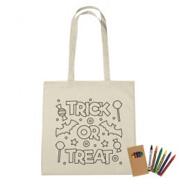 Custom Halloween Canvas Bag with Crayons - Trick or Treat