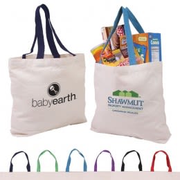 Medium weight canvas promotional cotton bag with contrast handles