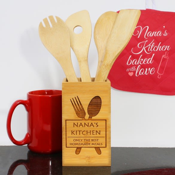 The Eatery Personalized Bamboo 4 Piece Kitchen Tool Set