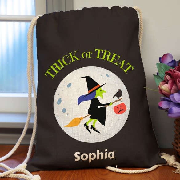 Spooky Witch Personalized Halloween Trick or Treat Sack