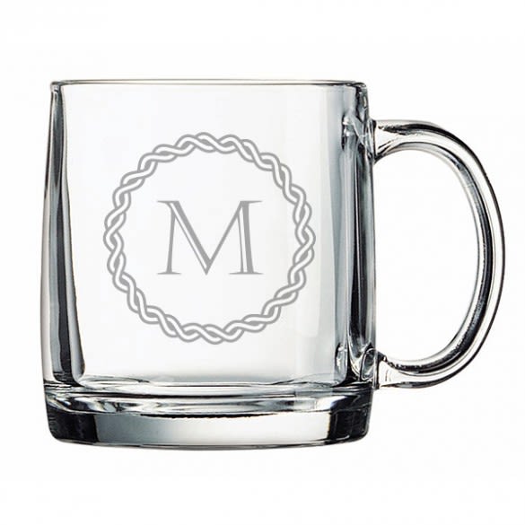 Single Letter Monogrammed Glass Coffee Mug (13 oz.) — Cartledge Crafts