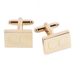 Gold Plated Rectangular Personalized Cuff Links