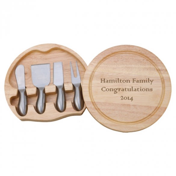 Engraved Cheese Board Set with Stainless Steel Tools