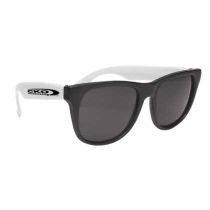 Rubberized Promotional Sunglasses with Business Logo - Black/White