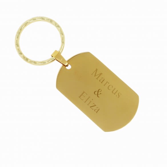 Personalized Gold Plate Dog Tag Key Chain