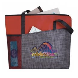 Logo Imprinted Select Pattern Non-Woven Tote - Red