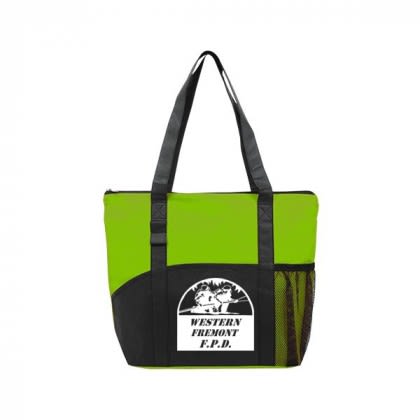 Custom Reusable Tote Bag with Business Logo - Poly Pro Pocket Tote Lime Green