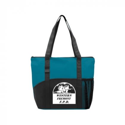 Custom Reusable Tote Bag with Business Logo - Poly Pro Pocket Teal Custom Reusable Tote Bag with Business Logo - Poly Pro Pocket Teal
