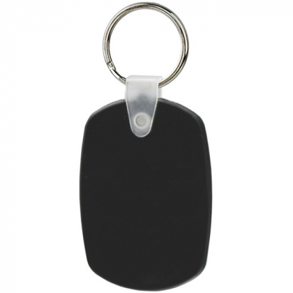 Oval Soft Squeezable Key Tag Promotional Custom Imprinted With Logo- Black