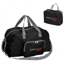 Promotional Logo Folding Duffel | Logo Gym Bags - Black