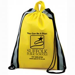 Promotional Non-Woven Drawstring Backpacks | Marco Polo Custom Recycled Drawstring Backpacks with Safety Strips