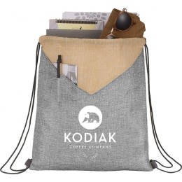 Custom Canvas Drawstring Bags | Kai Wholesale Pull String Canvas Bags | Canvas Drawstring Backpacks - Gray