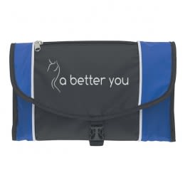 Custom Toiletry Bags | Pack and Go Toiletry Bags with Logo Imprints | Personalized Cosmetic Bags Cheap - Black with Royal Blue