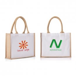 Cotton/Jute Junior Tote | Wholesale Mini Jute Bags - Natural