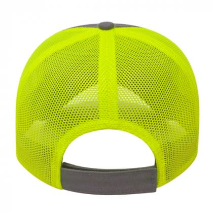 Promotional Washed Chino and Ultra Soft Mesh Cap charcoal neon yellow