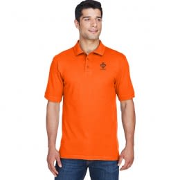 Custom Harriton Men's Ringspun Cotton Pique Polo- Team Orange
