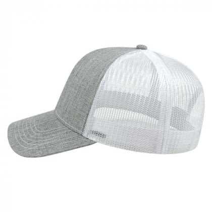 Logo Wool Acrylic Flat Bill Mesh Back Cap - White mesh back