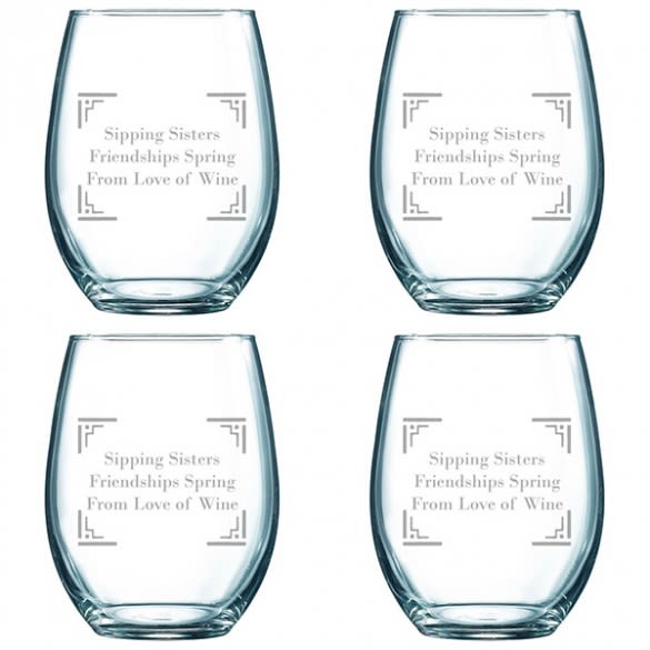 Monogrammed 21 oz. Stemless Wine Glass Set of 4