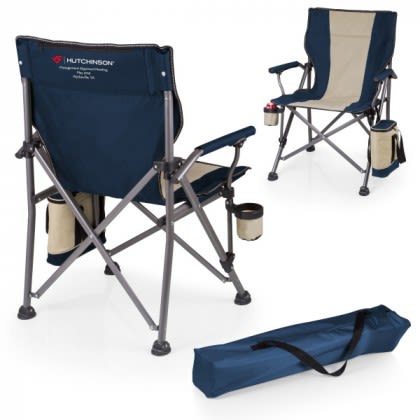 Custom Promotional Camping Chairs with Imprint for Giveaways - Beach Chairs - Navy Blue