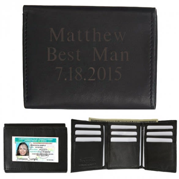  Personalized Men's Black Leather Bi-fold Wallet Engraved With  Initials Or Name Custom Engraved Free - Ships From USA : Clothing, Shoes &  Jewelry