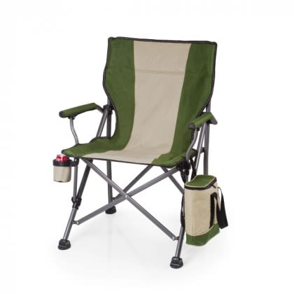 Custom Promotional Camping Chairs with Imprint for Giveaways - Beach Chairs - Khaki and Green