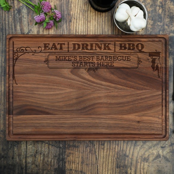 Eat, Drink, BBQ Engraved Walnut Cutting Board | Eat Drink BBQ Engraved Cutting Board