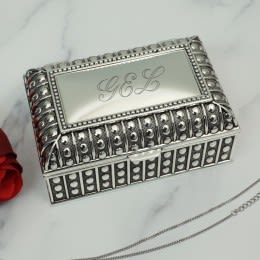Personalized Vintage Beaded Jewelry Box | Monogrammed Valentine's Day Gifts