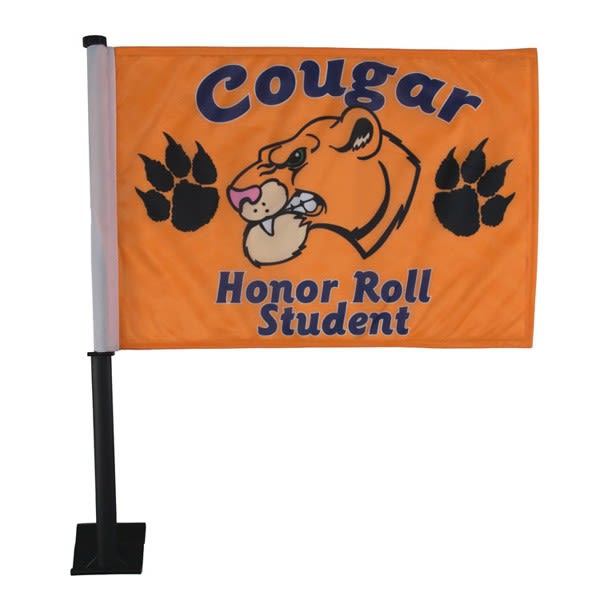 Car Flag-15 Inch-with Black Pole-Full Color Two Sides