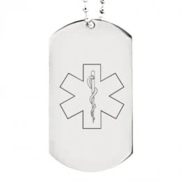 Engraved Medical Alert Symbol Dog Tag | Custom Logo Dog Tag Pendants