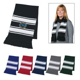 Two-Tone Knit Scarf with Fringe