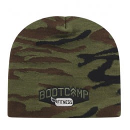 Green Camouflage Knit Beanie with Logo | Promotional Knit Beanies